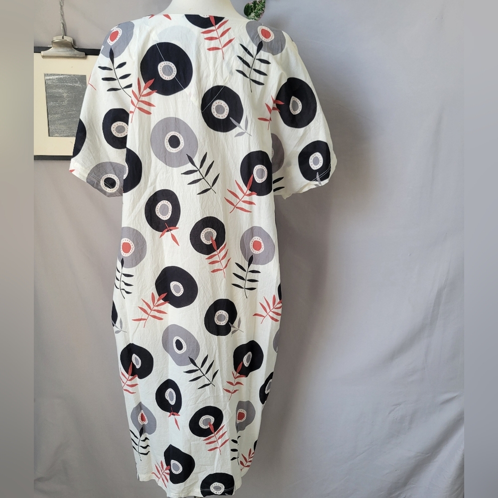 Gudrun Sjoden Julie Cotton Voile Floral V Neck Dress L - Picture 3 of 15